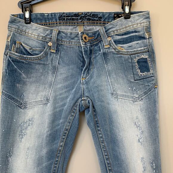 Re Rock Limited Edition for Express blue jeans low rise skinny distressed size 2 - Picture 1 of 10